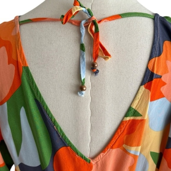 ABEL THE LABEL Anthropologie Hilda Floral Maxi Midi Dress V Neck Tropical Size M - Picture 3 of 9